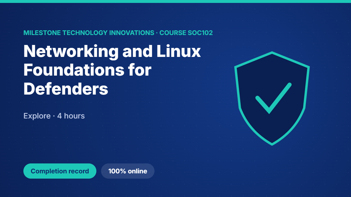SOC102 · Networking and Linux Foundations for Defenders