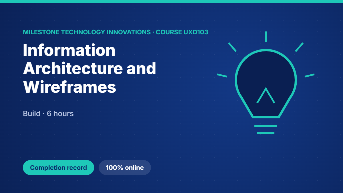UXD103 · Information Architecture and Wireframes