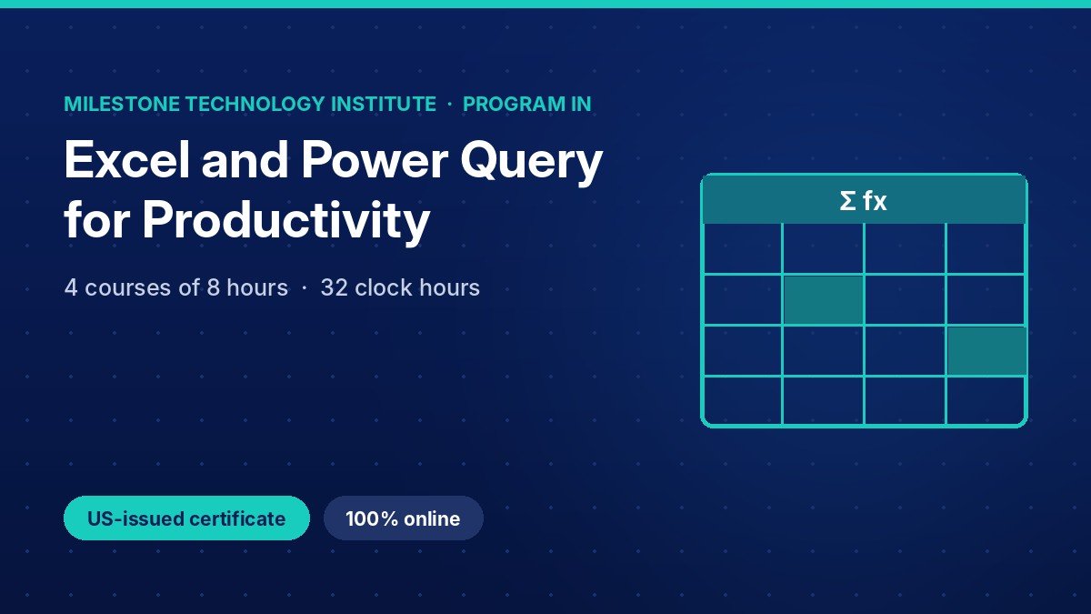 Program in Excel and Power Query for Productivity